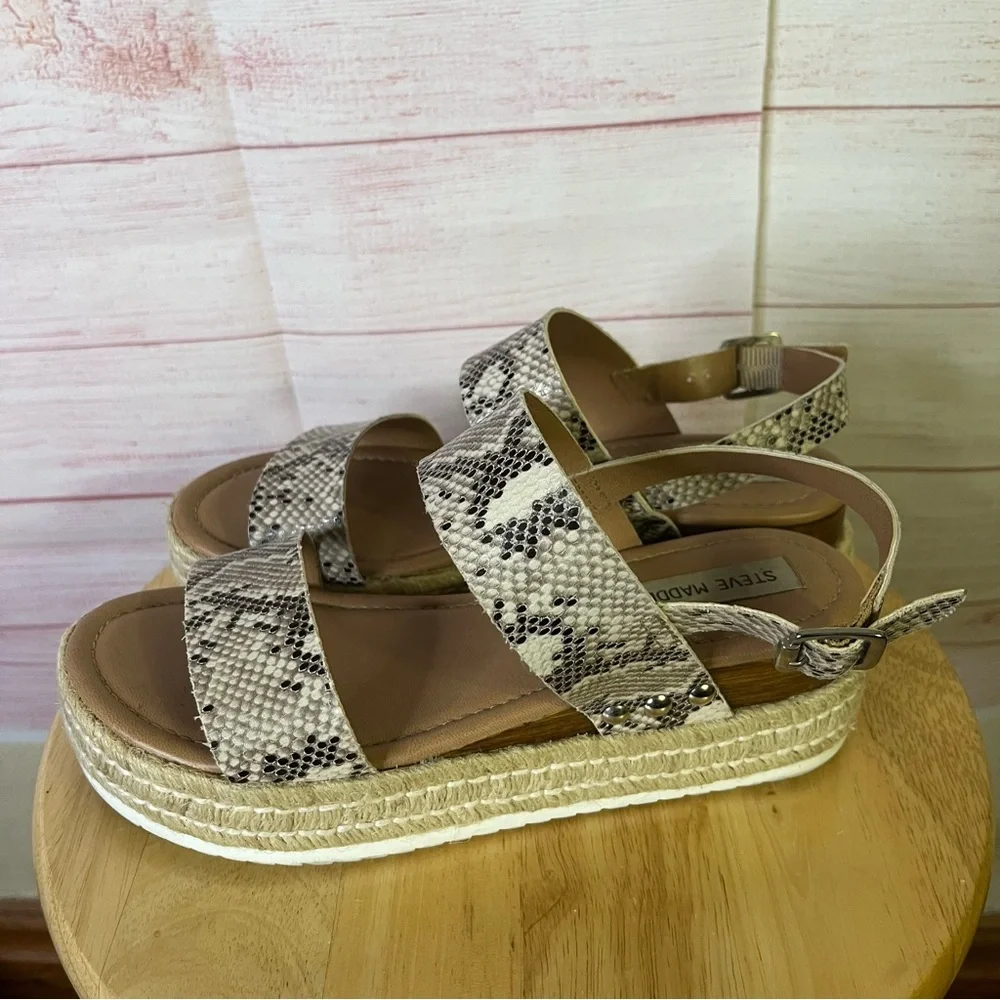 Steve Madden Catia Snake Espadrilles Sandals Size 8 M